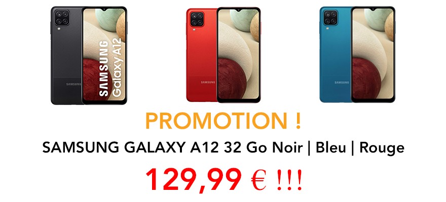 Samsung Galaxy A12 32 Go Noir | Bleu | Rouge à 129,99 €